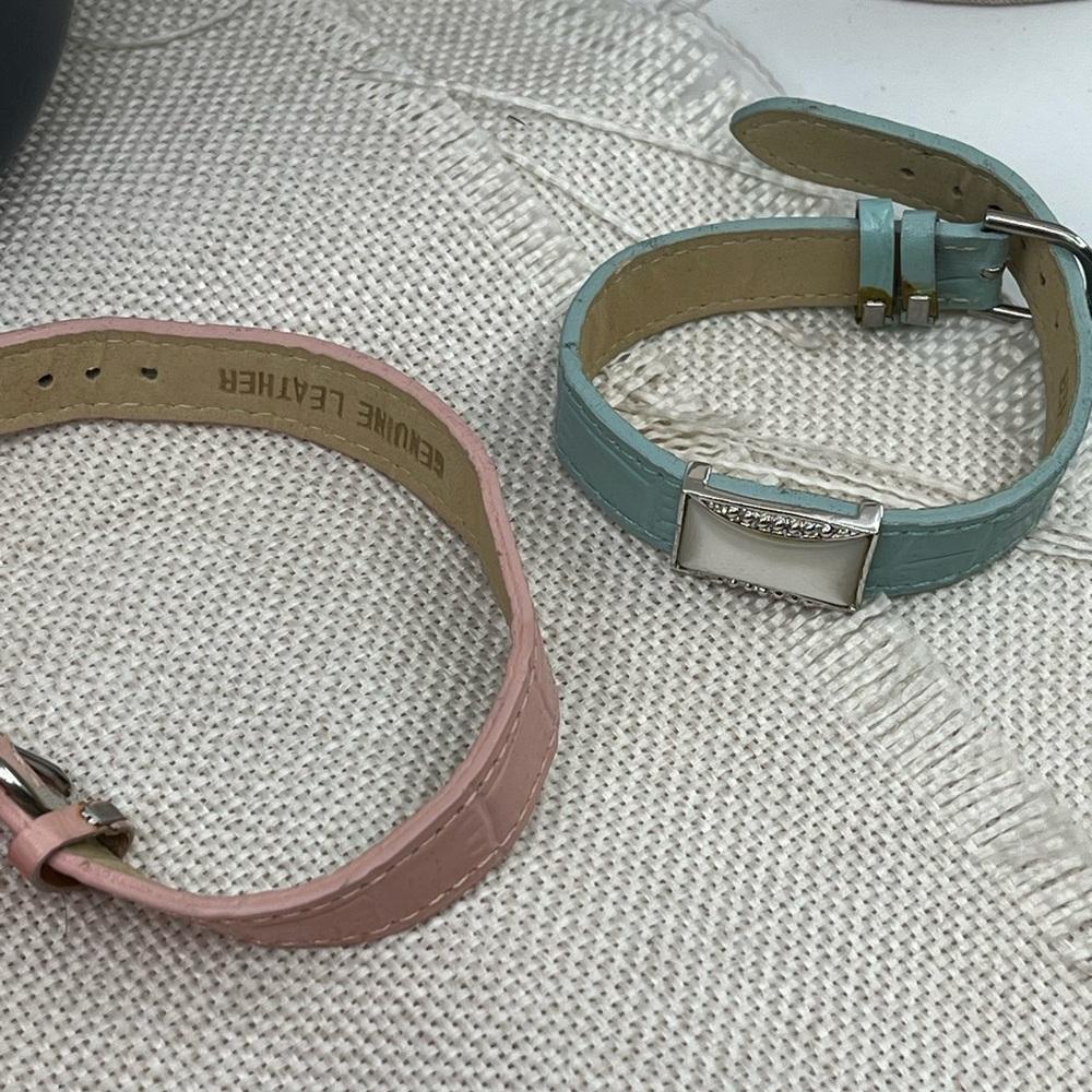 Vintage QVC Leather Wristbands with Sparkling CZ Accents (Set of 2) - Picture 3 of 12